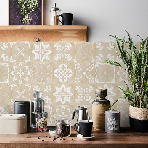 HORIWE Fliesenaufkleber Marokko Wandfliese Aufkleber 24 Stück 20x20 PVC Selbstklebende Fliesensticker Fliesen Tapete Wasserdicht Wandaufkleber für Küche,Bad,Schrank,Möbel,Tisch