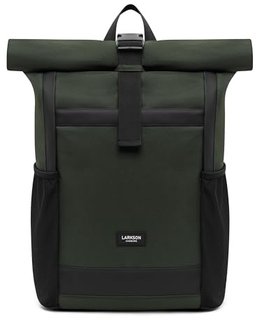 LARKSON Rolltop Rucksack Damen Groß Grün - No 2 - Daypack für Schule, Uni, Fahrrad - 16 Zoll Laptop Fach für Arbeit - Nachhaltig - Anti-Diebstahl - Wasserabweisend