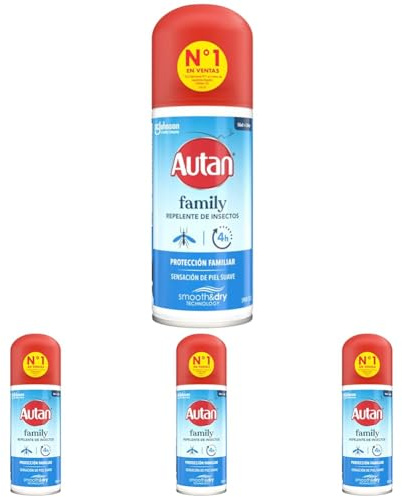 Autan Family Care Repelente - Protege de mosquitos, Spray en seco, Aerosol, 100ml (Paquete de 4)