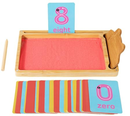 Hobngmuc Formazione di lettera vassoio di sabbia, vassoio di scrittura di sabbia, Alphabet per bambini Tracciano i vassoi di sabbia, Gioco di ortografia sensoriale, attività di formazione di lettere,