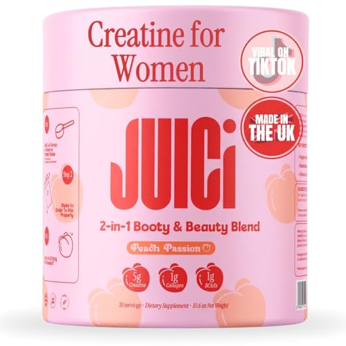 JUICi Creatine for Women Fitness with Collagen & BCAA, 30 Servings, Peach