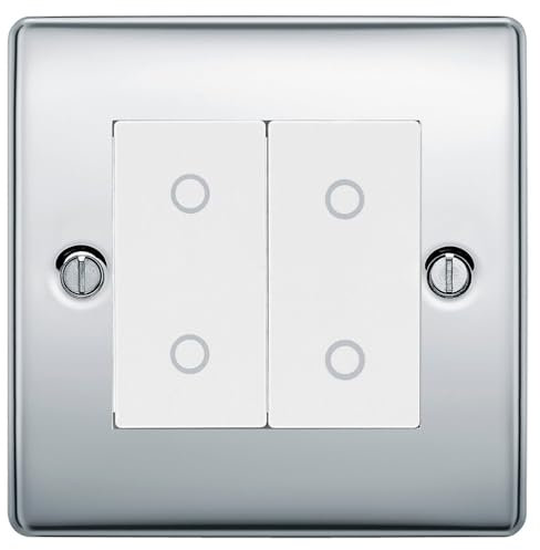 BG Nexus Polished Chrome Double Secondary Touch Dimmer Switch - White Insert
