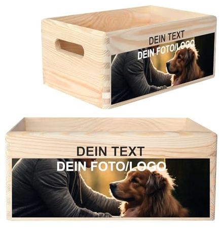 Creative Deco Personalisiert Geschenke Wunschtext + Foto | Fotogeschenke | Holzkiste | Dein Eigenes Bild Individuelles Geschenk | Geschenkkiste Geschenkbox für Frauen, Männer, Paar | 30 x 20 x 13 cm