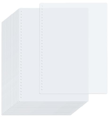 SUPERFINDINGS - Lote de 20 hojas de cobertura transparentes perforadas de 1968 mm, 30 x 215 cm, 1181 x 846 pulgadas, protege las páginas de plástico A4 con cubiertas de relación de 30 agujeros