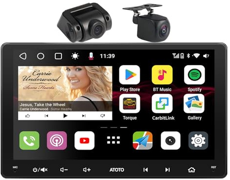 ATOTOOUT Radio Coche 2 DIN con CarPlay y Android Auto - QLED Pantalla Táctil de 9 Pulg. con Bluetooth, Wi-Fi, USB, 4G y Incluye DSP, GPS, Entrada y Salida HDMI, Cám. Doble 1080P, 6GB+128GB, S8G2099UN