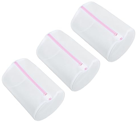 CLISPEED Sacchetto Lavatrice in Poliestere Riutilizzabile 3 Pezzi Sacchetti Rete Grossa Rosa Forma Cilindrica per Proteggere Biancheria Intima e Lingerie