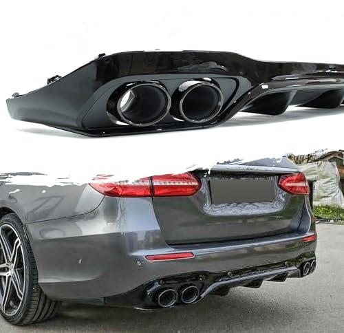 Heckdiffusor Diffusor mit Auspuffblenden Schwarz für Mercedes Benz E Klasse W213 S213 AMG Line E43 AMG 2016-2019 Benzin