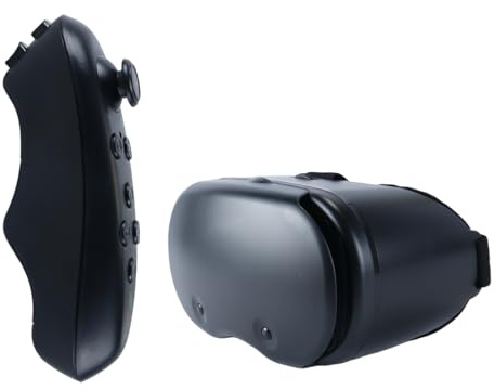Gorise Gafas de realidad virtual 3D con controlador, funda antipolvo, ajuste de miopía de 0 a 800 grados, compatibles con smartphones de 5 a 7 pulgadas para películas y juegos (negro)