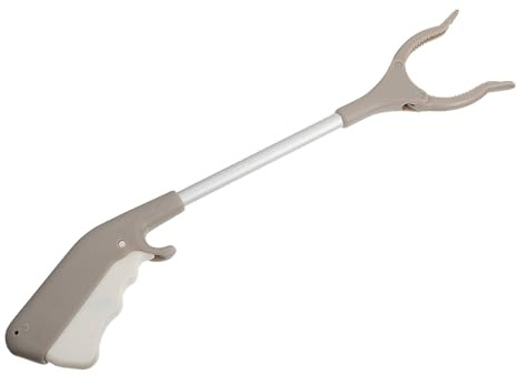 Hygieneklemme Greifzange Müll 90° Aluminiumlegierung Abs Beige | Klemmen Greiferwerkzeug, Müllstange für Hohe Ablagen, Blattklemme zum Müll Aufsammeln