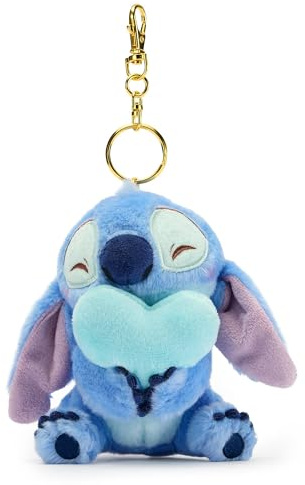 Disney Store Official, Lilo y Stitch, Stitch, pequeño, Llavero con Peluche de alienígena con corazón, 12,5 cm, Accesorio para Bolsos y Mochilas, a Partir de 3 años