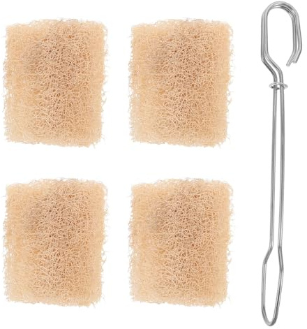 FUNNETOYU Lot de 1 Set de Brosse à Biberon en Luffa Naturel Réutilisable avec 3 Têtes de Rechange Souples, Compatible Biberons Verre et Plastique, Outil de Nettoyage Écologique