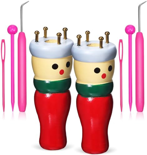 jojofuny 2er-Pack Strickpuppen-Set (französische Strickpuppe): Strickpuppe aus Holz mit Stecknadeln Und Stopfnadeln – Traditionelles Strickset für Anfänger Und Kinder – Ideal zum Selbermachen von