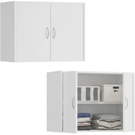 Home Collective Kleiderschrank Schrank Aufsatz Schrankaufsatz Aufsatzschrank Erweiterung für Kleiderschrank 74x55x35 cm | 2-türig | Schlafzimmer Wohnzimmer Jugendzimmer Möbel | Weiß