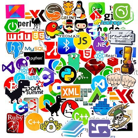 Sanmatic Lote 100Pcs Adhesivos para Ordenador Portátil para el Lenguaje de Programación Desarrollador Comprennent Logo Pegatina,C + +,Python,Linux,Swift,Los Piratas Informáticos,Les Geeks,Les Codeur