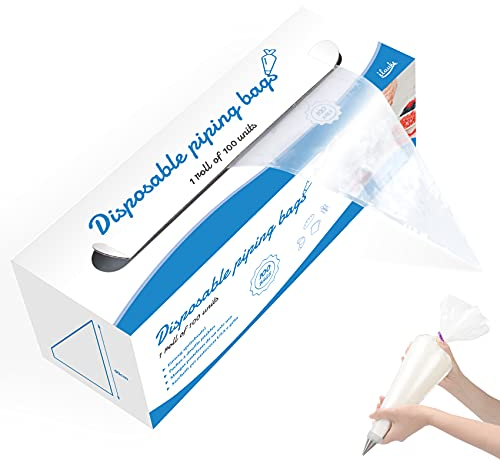 Homewit Juego de 100 mangas pasteleras desechables de 40 cm, bolsas pasteleras desechables para hornear y tartas, decoración y galletas, galletas