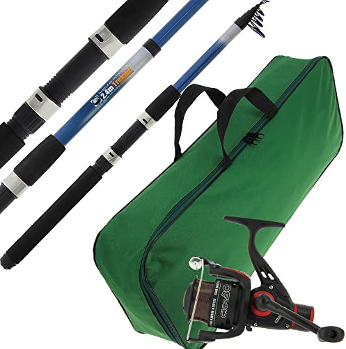 DNA Leisure Coarse Match Fishing Travel Telescopic Rod 1.8-3m with Reel 1BB Rear Drag & Travel Bag (2.4)