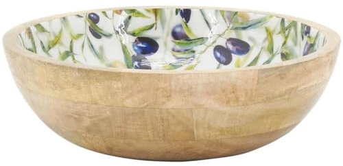AUBRY GASPARD - Corbeille en Manguier et Résine - Blanc - Ø 30 cm - Hauteur 10 cm - Poids 1 kg - Idéale pour Ingrédients Secs ou Fruits - Élégante et Pratique pour Cuisine et Arts de la Table