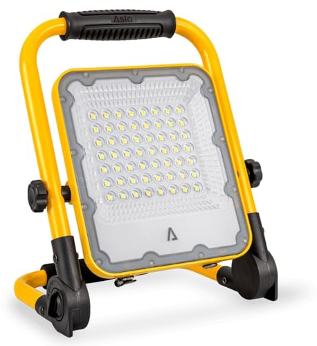 ASLO LED batteri byggstrålkastare, belysning camping 30 W 6 000 lumen LED arbet batteri strålkastare bärbar arbet litiumjon 2 700 mAh byggstrålkastare verkstad byggarbetsplats garage