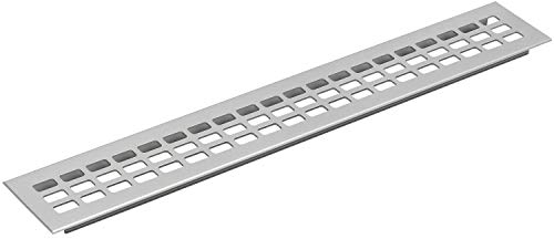 vasalat Rejilla de ventilación para frigorífico, 600 x 60 mm, chapa de ventilación insertable, también para armarios y puertas, aluminio anodizado natural