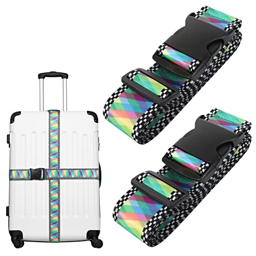 Personalisiert Koffergurt 2er Set Kofferband Einstellbare Gepäckgurt Gepäckband Gepäckgurte Koffergurte 2 stück kofferbänder Auffällig Luggage Strap für Koffer