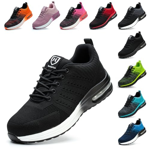 Baofular Scarpe Antinfortunistiche Uomo Donna Leggere Scarpe da Lavoro Comode Scarpe Sicurezza Antiscivolo Traspiranti Nero Bianco 38 EU 240
