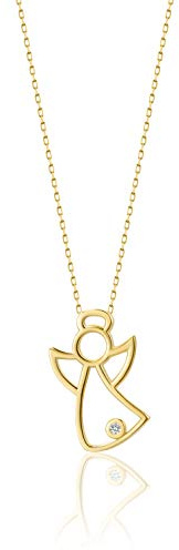 PRINS JEWELS Halskette Mit Zirkonia Schutz Engel Anhänger 14 Karat 585 Gold