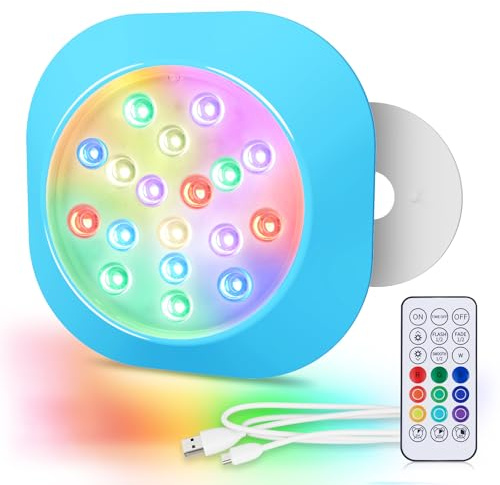 LyLmLe Wiederaufladbare LED Pool Lichter, 14cm Voll Wasserdicht RGBW Unterwasserscheinwerfer mit Fernbedienung,Dauert bis zu 40H, Magnetische Poolbeleuchtung für Stahlwandpool Framepool Gfk/Holzpool