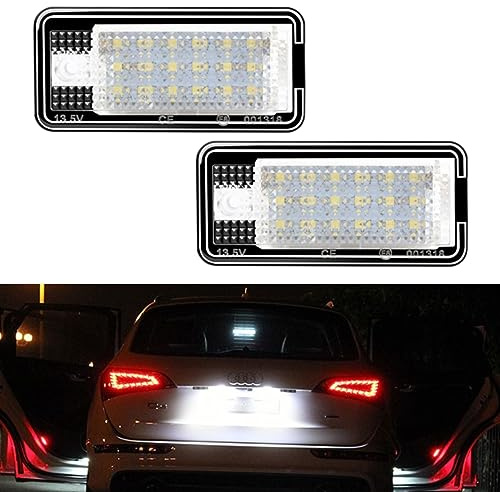 AUTOXBERT LED License Plate Lights Tag Lamp Replacement for Audi A3 A4 A6 A8 S3 S4 S6 S8 Q7 RS4 RS6, 2 Packs Set, No Error&6000K White