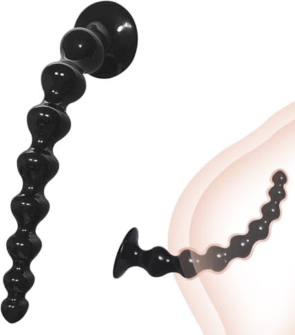 BDSMJOY Palline anali per uomo e donna, Plug Anale Dildo, Plug Anale-dilatatore con Ventosa potente, Butt Plug Anali Silicone Giocattoli Dilatatori Anali SexToy (Nero, Piccolo)