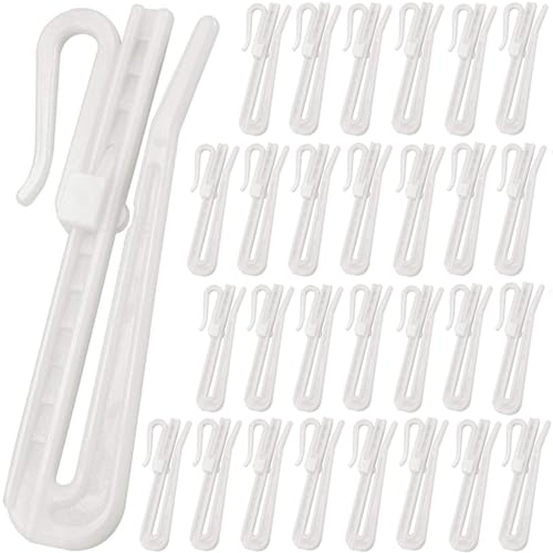 Fiyuer 50 Piezas Ganchos para Cortinas Blanco, Ajustable Ganchos Cortinas, Ganchos de Plástico para Cortina, Ganchos Cortinas Riel, 9cm