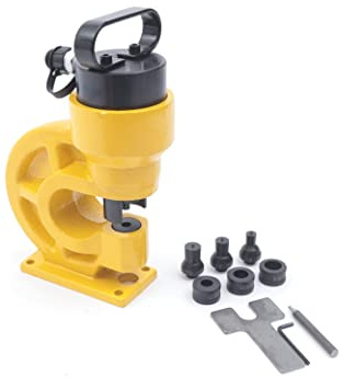 Cutycaty Hydraulische Lochstanze: 31T/310KN, 95mm, 4 Öffnungen (3/8, 1/2, 5/8, 3/4), Metall, Wolframstahl, Gelbmetall, 8 Löcher, 1 Blatt, Hydraulik