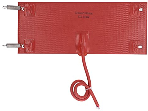 Klanata 100 W Silikon-Heizkissen, 300 x 120 mm, wasserdichte Heizmatte für Motoren, Temperaturbereich -60 ℃ bis 200 ℃, vielseitig einsetzbar in Industrie und Automobil (DC12V)