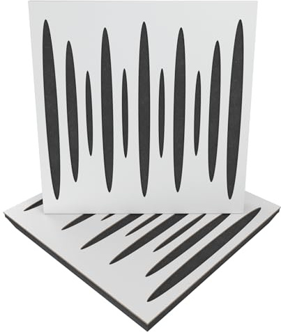 Lot de 2 panneaux acoustiques absorbants et diffusants | 50x50x5 cm | Absorption - Diffusion - Réflexion - Correction acoustique | Bois perforé laminé : [Blanc | x2 PULSAR]