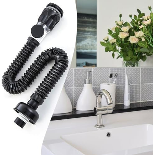 Lecreatekit Washbasin Drain Connector, Flexible Waste Pipe With Double Insect-proof Design, Odour-Proof Sink Waste Trap For Bathroom Sink Drain With Partition/drawer/wall Drain/floor Drain