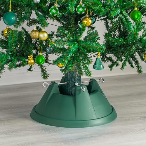 ADEPTNA Heavy Duty Christmas Tree Stand Premium Sturdy Plastic Xmas Tree Holder – Holds Tree up to 7 Feet Xmas Tree – Ideal for Real Xmas Tree and Keeps your Tree well Hydrated (GREEN, UP TO 7FT TREE)