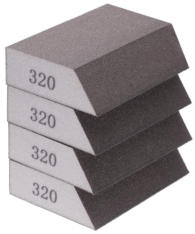 sourcing map 4pcs Sanding Sponge Blocks 320# (1500 Grit) Sanding Sponge with Angled Edge 4x2.8x1, Washable and Reusable Foam Sanding Block for Polishing Kitchen Metal Wood Drywall Home