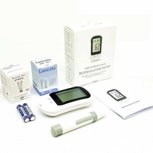 Blood Glucose Test Kit for Diabetes | Blood Sugar Monitoring System with 50 Test Strips and 50 Low-Pain Lancets | Fast & Accurate Results in 6 Seconds | Home Use Glucose Meter for Diabetics