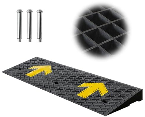 Rampe de Seuil en Caoutchouc Rampe de Trottoir Rampe pour Chien Rampe de Bordure Voiture Rampe Accès Rampe de Chargement H 4-20 CM pour Garage Scooter Vélo Camion Moto Escalier Caravane(100x25x4cm)