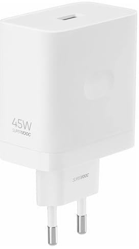 Adattatore Originale realme SUPERVOOC 45W, caricatore per realme 14 Pro, 14T, 14X, 12 5G, C75, C71, Note 70T, Compatibile con OnePlus/OPPO, Porta USB di tipo A, Senza Cavo, Bianco