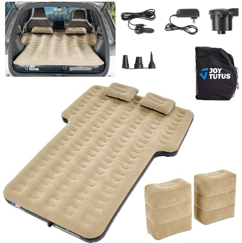 JOYTUTUS Materasso per auto, SUV con pompa ad aria, Uniwerselles, letto auto con 2 cuscini d'aria per bagagliaio, viaggio/campeggio/casa/esterno, grigio, L