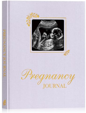 Lanpn Graviditetsdagbok vecka till vecka, 9 månader gravid bok, graviditetskalender för blivande mamma, albumminnen från födseln ultraljud babybilder, gravid gåva 156 sidor, engelsk, lila