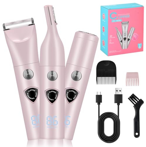 Culinavog Rasoir électrique 3 en 1 pour femme, épilateur facial pour femme, tondeuse bikini pour femme avec affichage de batterie LED, rasoir électrique humide et sec, tondeuse pour poils du visage