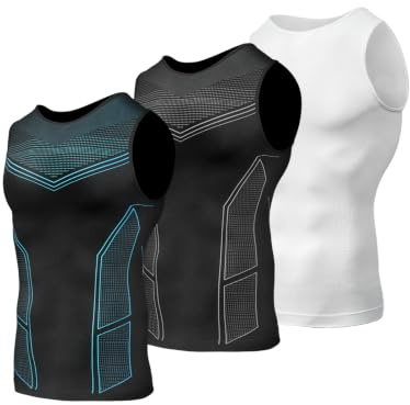 Odoland 3 PCS Compression Vest for Men Compression Shirt Men Base Layer Top Quick Dry Workout Tank Tops Gym