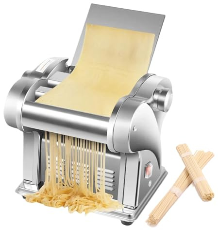 Macchina elettrica per pasta a doppia lama, sfogliatrice automatica per pasta, rullo per pasta da 135 W, spessore regolabile, per pasta, ravioli, per uso domestico e commerciale