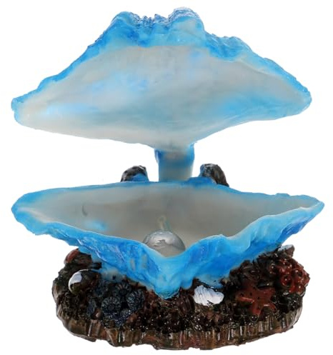 Supvox Muschel Aquarium Deko Harz Ornament mit Luftblasen Effekt 11x7cm | Stabile Unterwasser-Dekoration mit dekorativem Design für kreative Aquariengestaltung und natürliche Landschaftseffekte