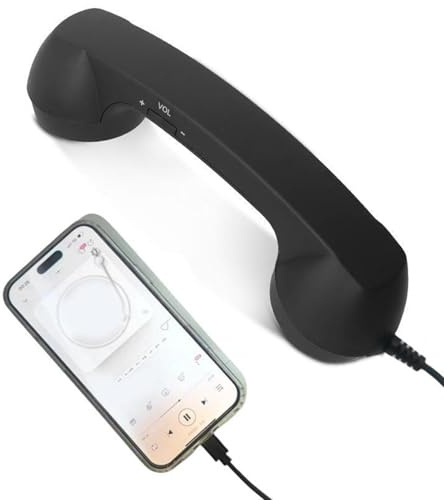 Genérico Retro-adapter - Vintage fast C-headset med inbyggd mikrofon, bekvämt grepp brusreducering till fast omvandlare | för kontor, resor,