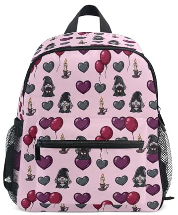 Wudan Sac à dos de tennis pour enfants avec poches pour bouteilles Motif nains nains Rose, Nains nains de Saint-Valentin Rose, Small