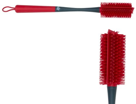 Dirt Devil flaskborste lång för djupa flaskor – rengöringsborste och flaskrenare – lämplig för babyflaskor – 4,6 x 38 cm – röd svart