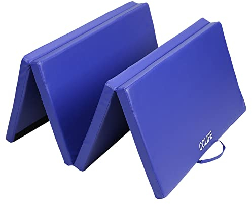 CCLIFE Turnmatte Weichbodenmatte Klappbar für zuhause Fitnessmatte Gymnastikmatte Rutschfeste Sportmatte Spielmatte 200x100x5 Blau, Farbe:Blau