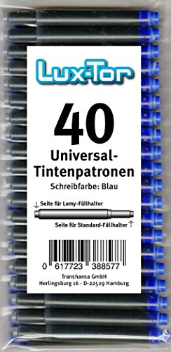 Luxtor Universal Tintenpatronen für Lamy Herlitz Pelikan Reform Online/blau (40 St.)